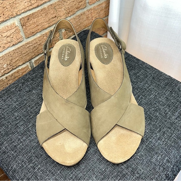 Clarks Annadel Eirwyn Wedge Sandal Olive khaki- 8.5 - Picture 3 of 9